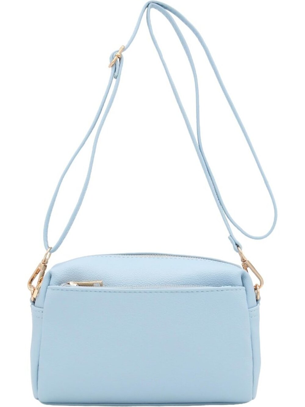 Womens Light Blue Triple ZIP Small Lightweight Shoulder Purse Crossbody Bag
